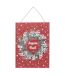 Pancarte Couronne Soir de Noël 29x39cm Rouge-1