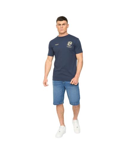 Mens Morville Cotton T-shirt Navy Crosshatch