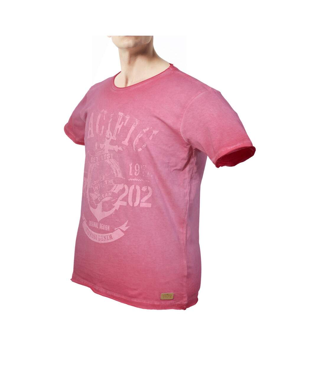 Tee shirt manches courtes homme motif devant couleur rose-5