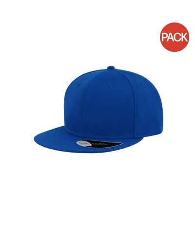 Atlantis Snap Back Flat Visor 6 Panel Cap (Pack of 2) (Royal) - UTAB423