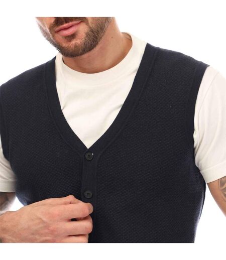 Mens Cotton Vest Top Dark Blue Boss