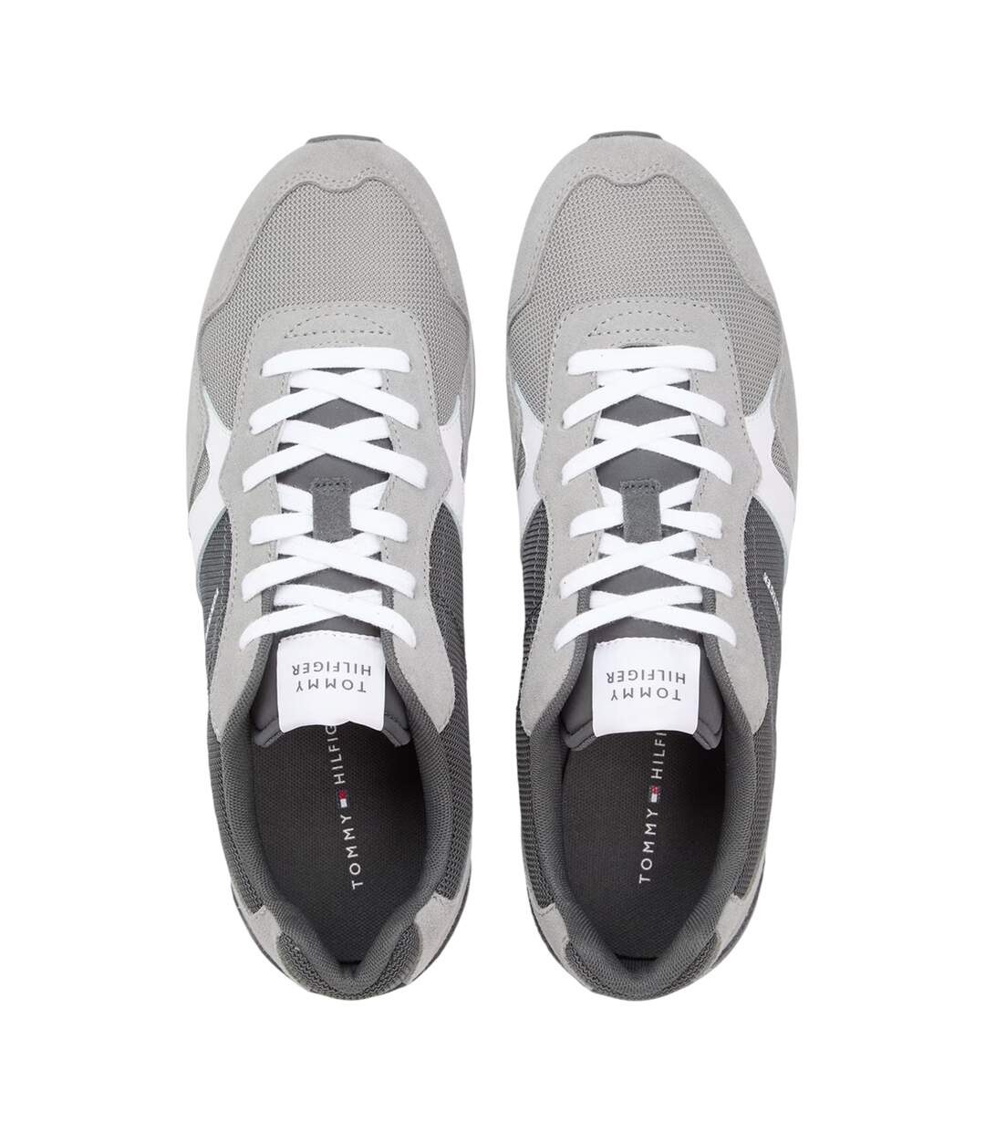 Mens Leather Low Running Flat Trainers Grey Tommy Hilfiger-4