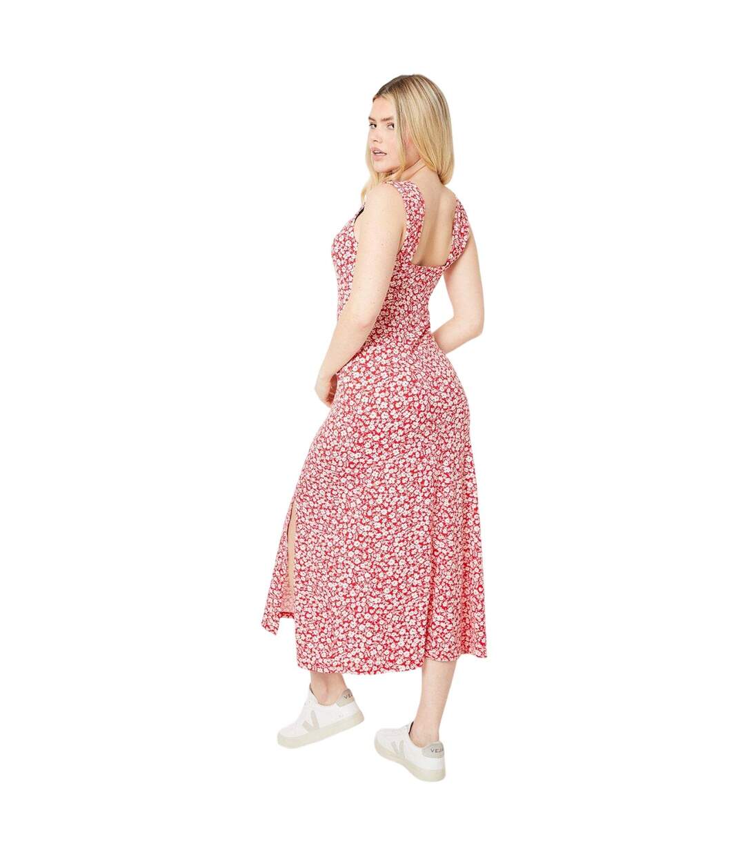 Womens/ladies ditsy print front tie midi dress red Dorothy Perkins-2