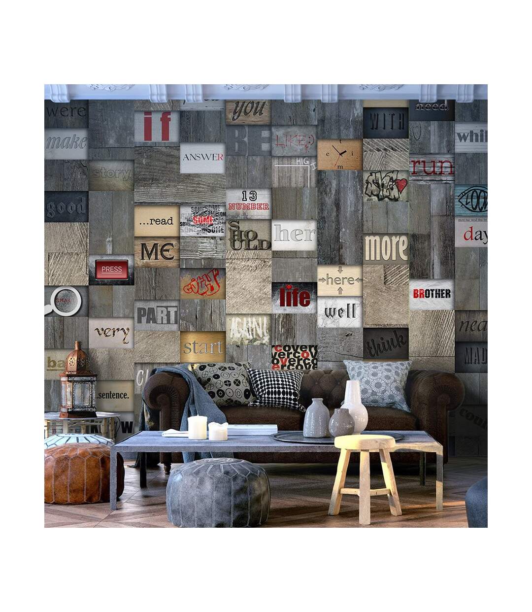 Papier Peint Wooden Inscription 50x1000cm-1