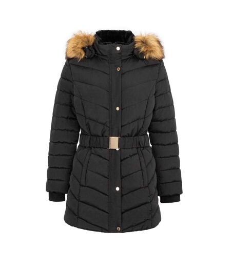Womens/ladies Waterproof Puffer Jacket Black Firetrap