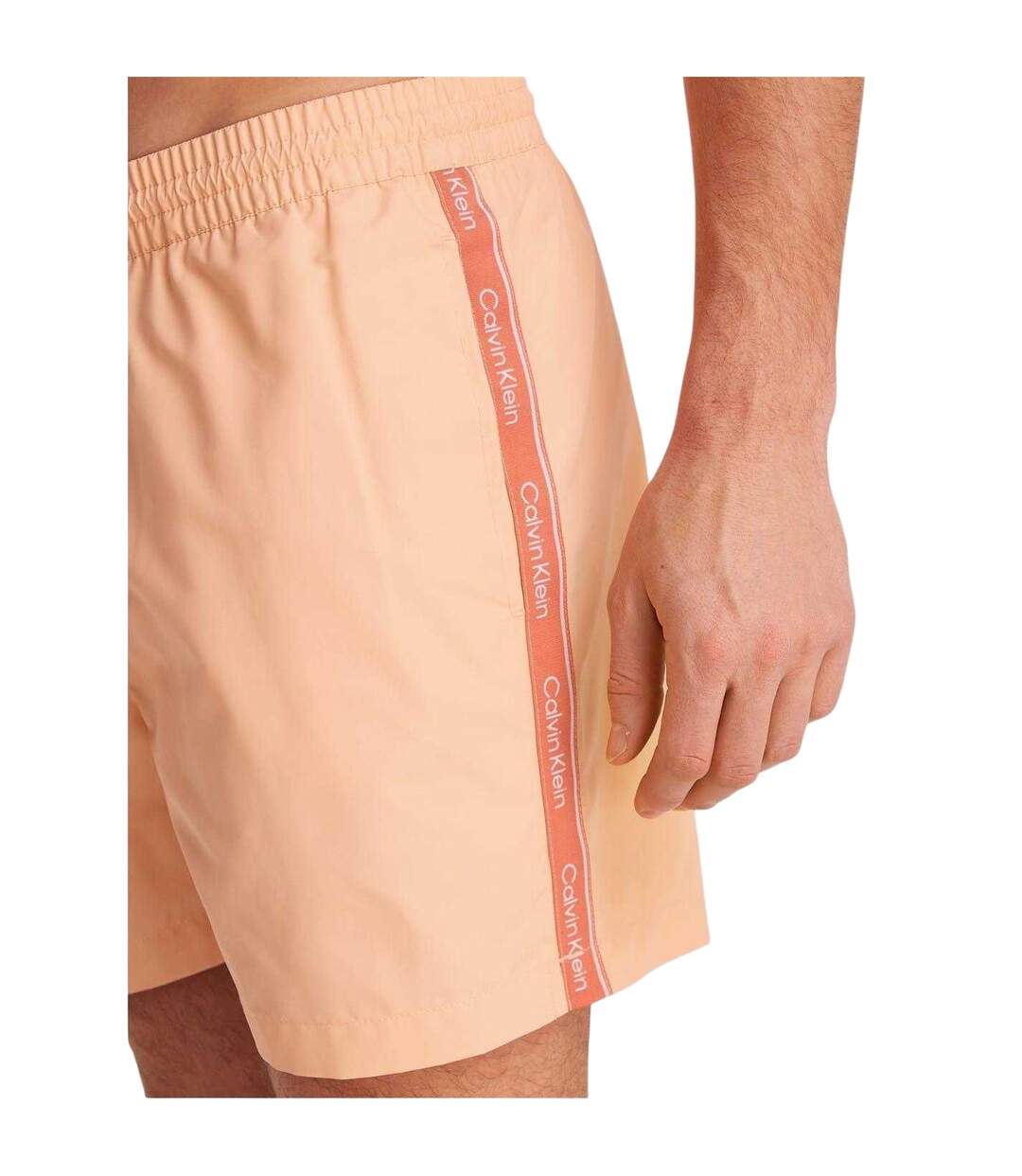 Mens Tape Swim Shorts Cream Calvin Klein-4