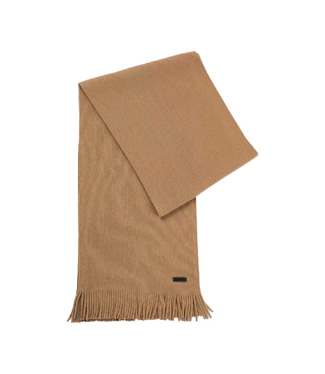 Mens Albas Virgin Wool Logo Scarf One Size Beige Boss-1