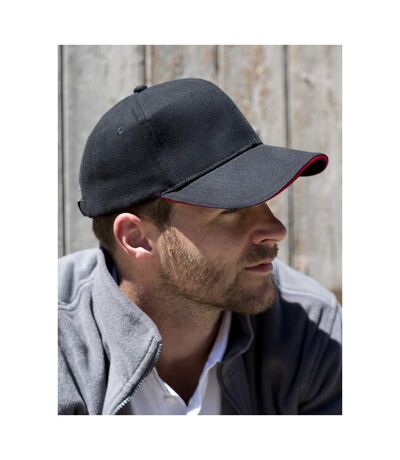 Casquette Uni Profil Bas 100% Coton Adulte Unisexe Noir Rouge Result
