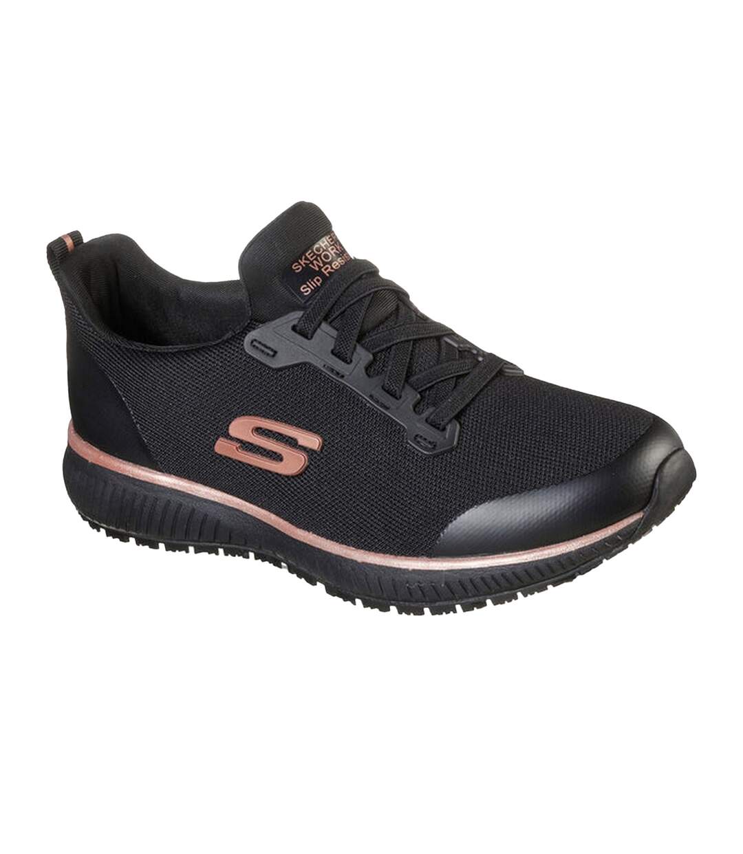 Womens/ladies squad sr safety shoes black/rose gold Skechers-1