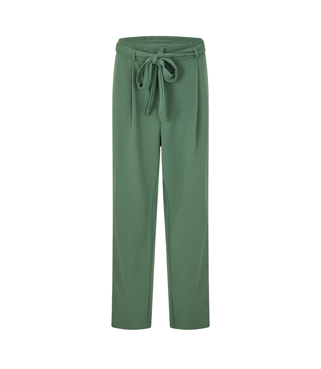Womens/ladies Viclva Plain Tie Belt Straight Trousers Duck Green Vila-2