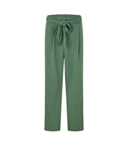 Womens/ladies Viclva Plain Tie Belt Straight Trousers Duck Green Vila