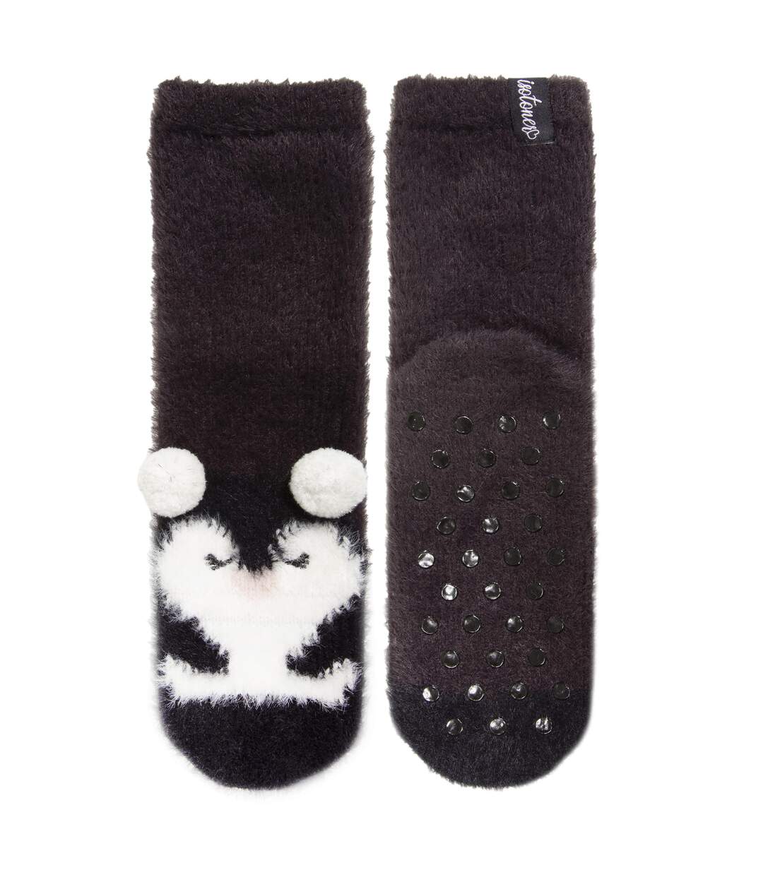 Isotoner Chaussettes d'intérieur femme maille peluche détail pingouin