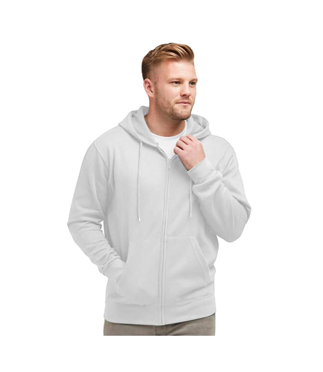 Sweatshirt Uni À Capuche Et Fermeture Zippée Homme Gris Clair SG-1