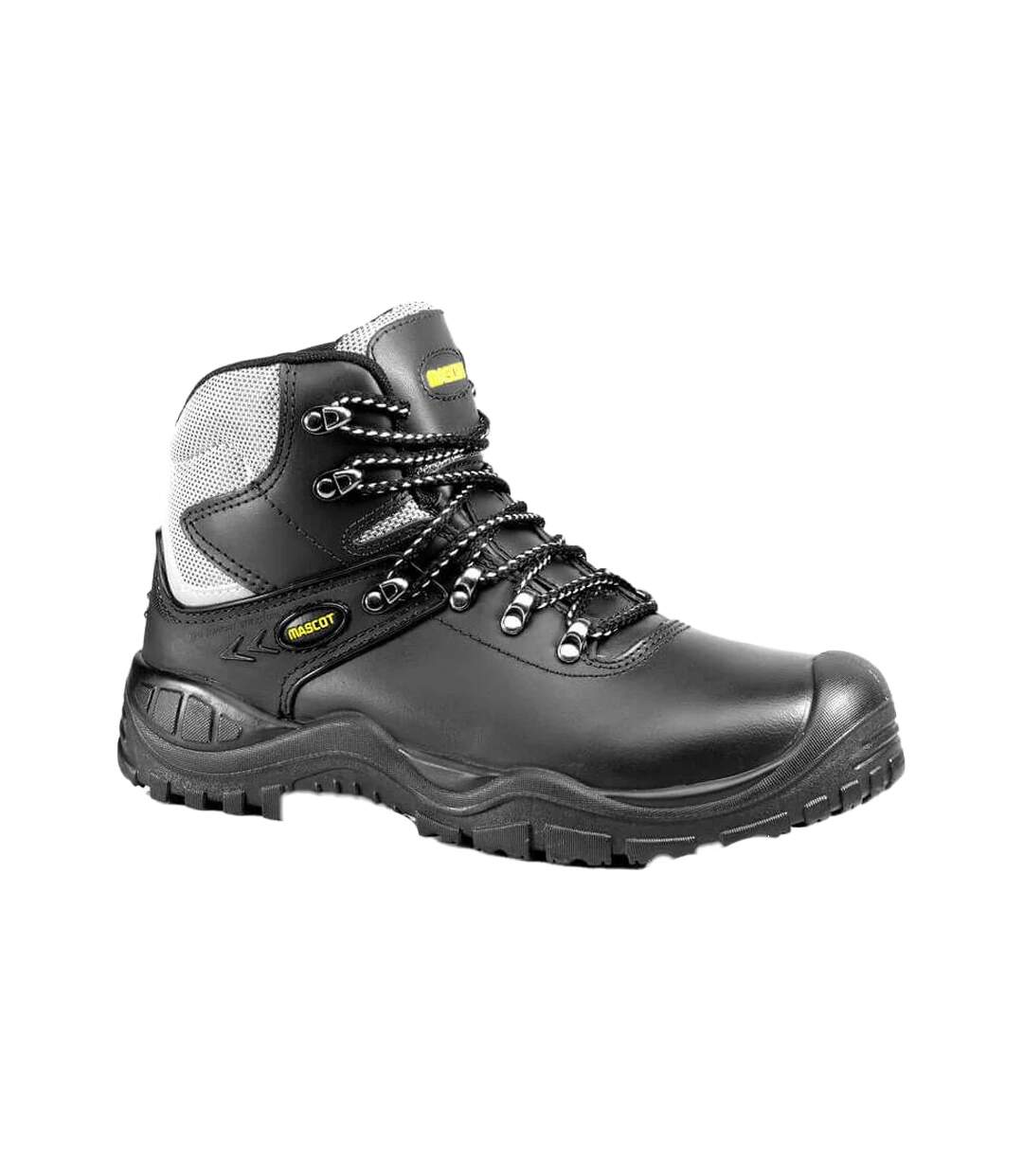 Mens Footwear Industry Elbrus Leather Safety Boots Black Yellow Mascot-1