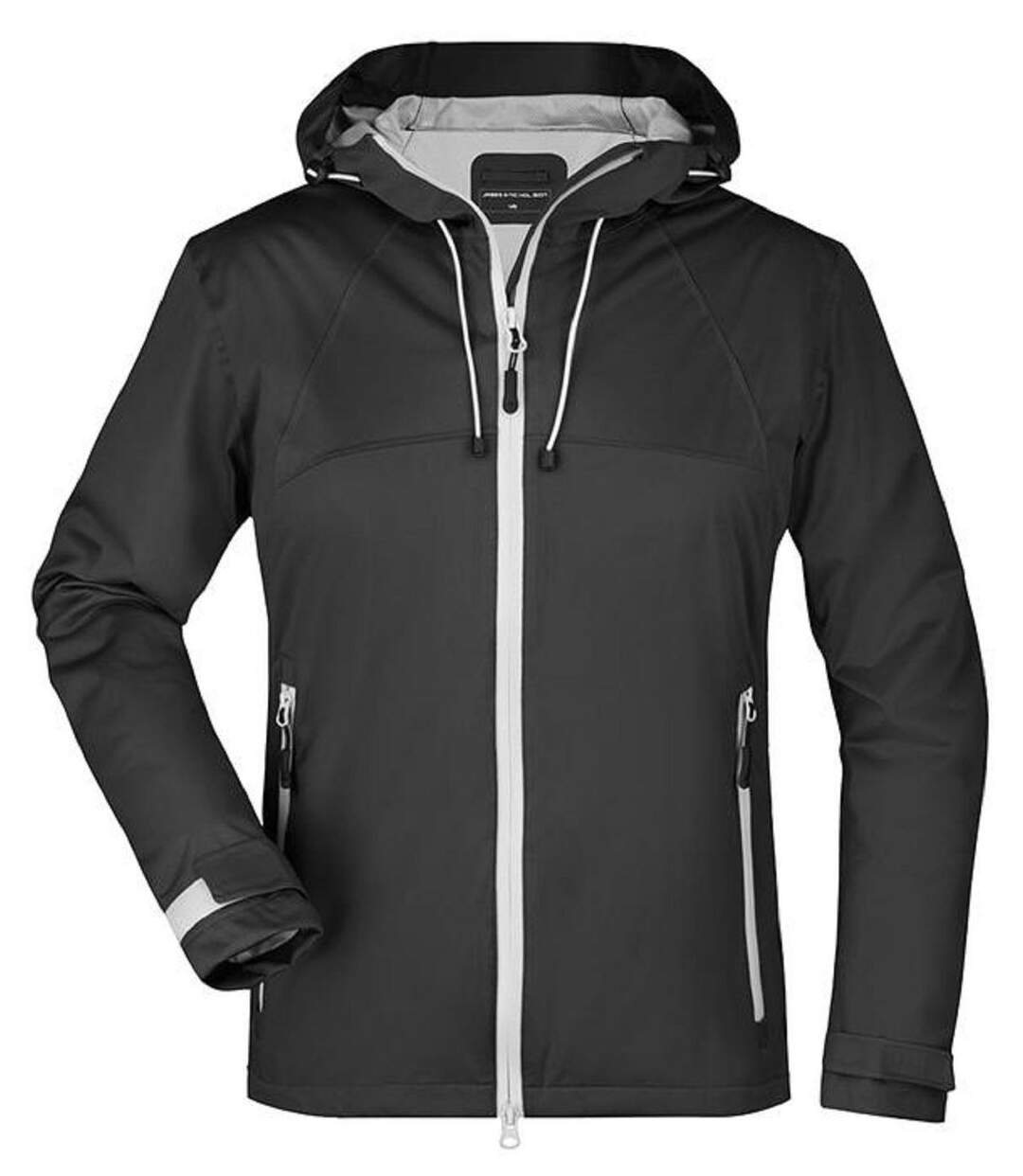 Veste softshell à capuche - Femme - JN1097 - noir et argent-1