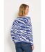 Pull col V maille mousseuse motif zèbre-2