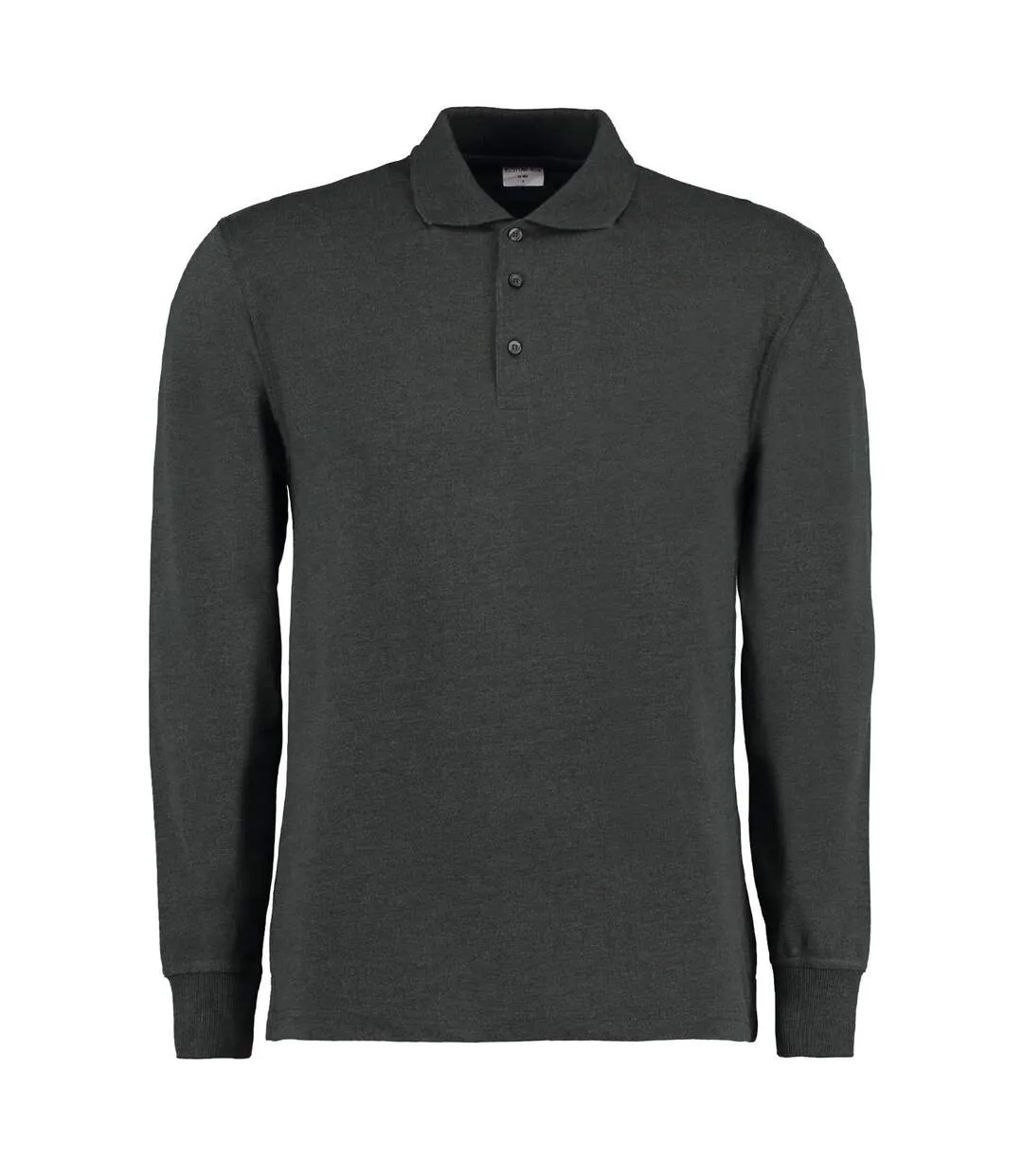 Mens Pique Long-sleeved Polo Shirt Graphite Kustom Kit-1