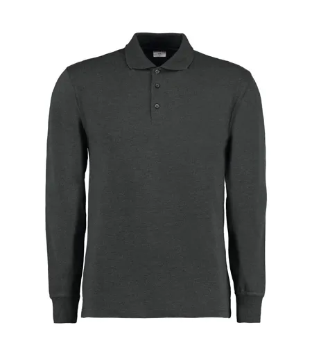 Mens Pique Long-sleeved Polo Shirt Graphite Kustom Kit