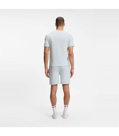 Mens Waffle Knit Structured Pyjama Top Open Blue Boss