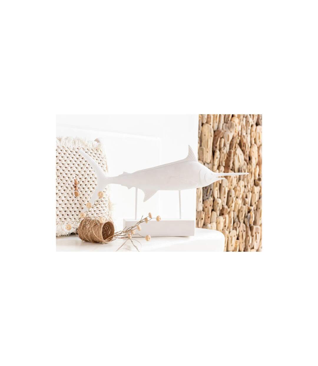 Statue Déco en Résine Espadon 72cm Blanc-2