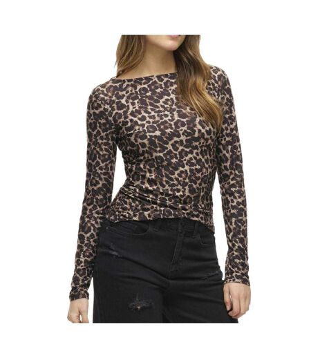 T-Shirt manches longues marron/noir femme vila leoa - l