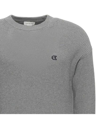 Mens Waffle Crew Neck Jumper Medium Grey Calvin Klein