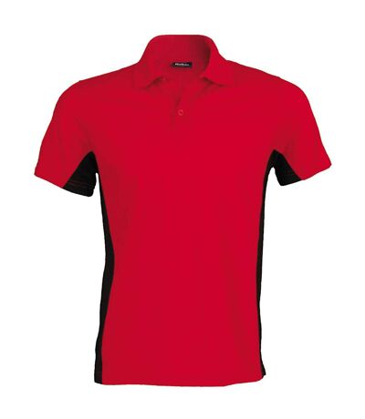 Kariban Mens Short Sleeve Flag Polo Shirt (Dual Color) (Red/Black)