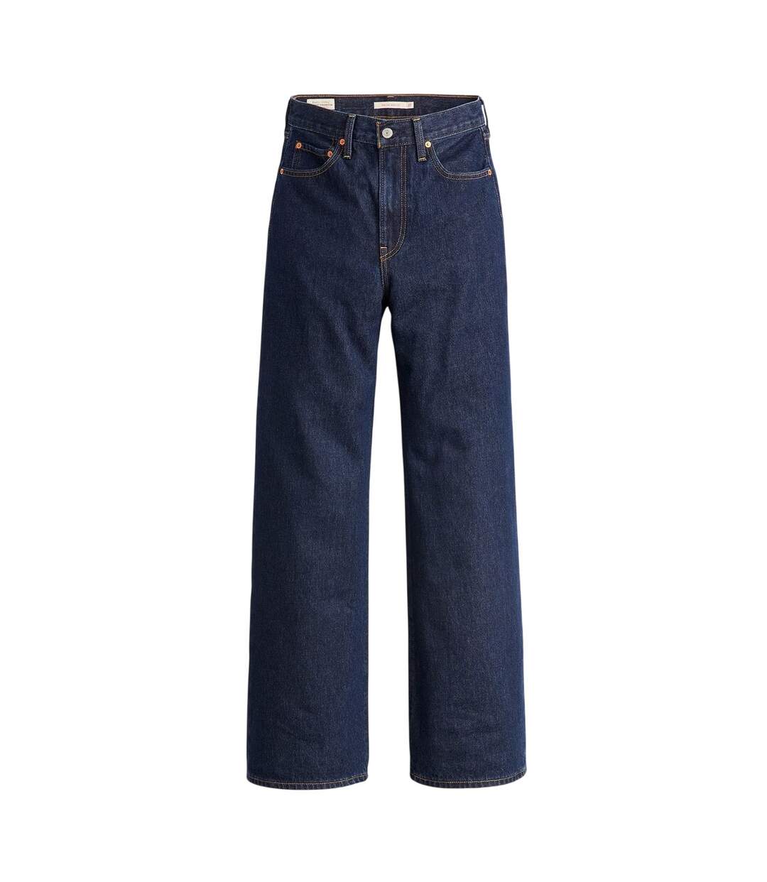 Womens/ladies Cotton Blend Wide Leg Jeans Shaded Blue Levis-2
