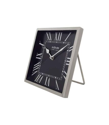 Paris Prix - Horloge à Poser Vintage era 21cm Noir & Argent