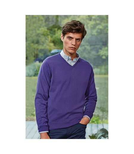 Premier Mens V-Neck Knitted Sweater (Purple)