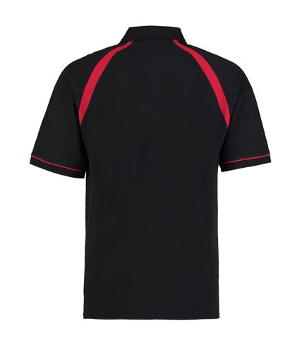 Kustom Kit Oak Hill Mens Short Sleeve Polo Shirt (Black/Bright Red)