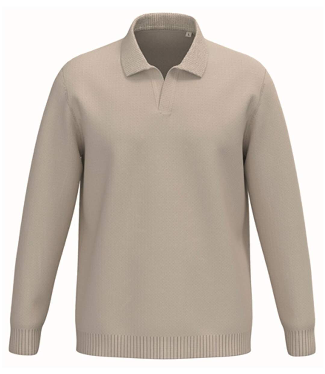 Pull col polo - Homme - PATS901 - beige ivoire-1