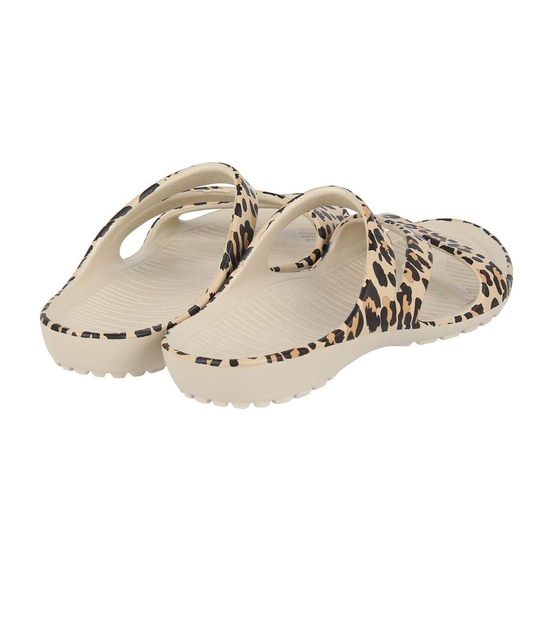 Womens/ladies Leopard Print Sandals Beige Black Hot Tuna-2