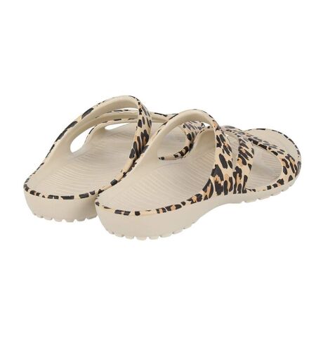 Womens/ladies Leopard Print Sandals Beige Black Hot Tuna