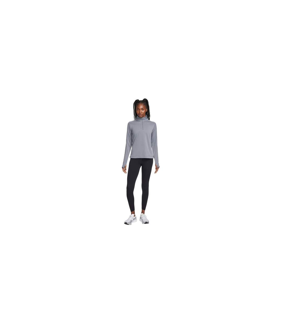 Haut Manches Longues Course À Pied Motif/style Swoosh Femme Gris Nike-1