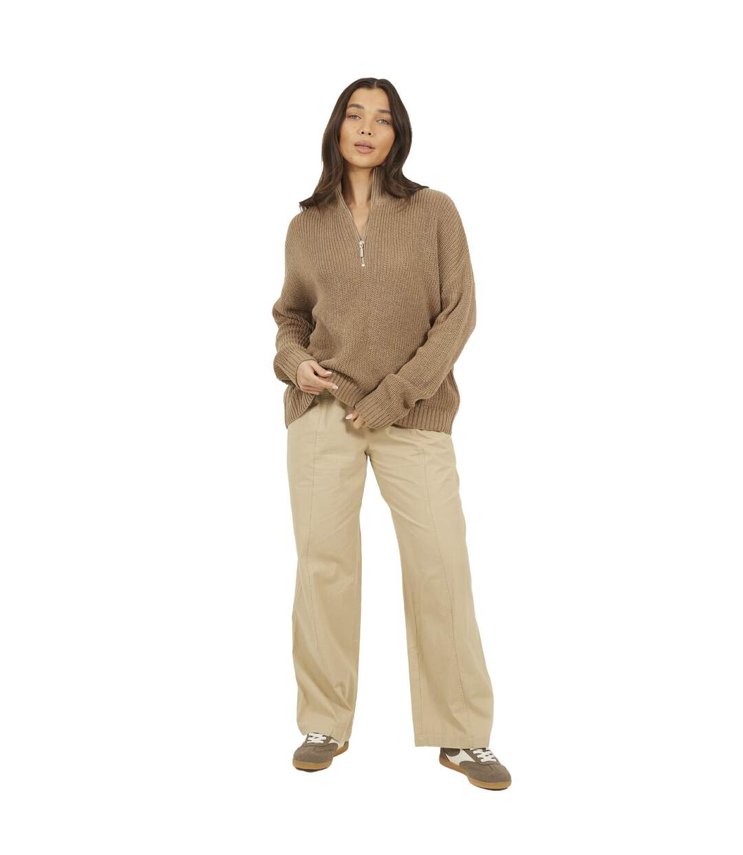 Pull Femme Marron Clair Brave Soul-1