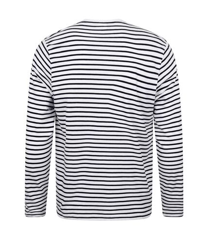 Skinni Fit Unisex Long Sleeve Striped T-Shirt (White/Oxford Navy)