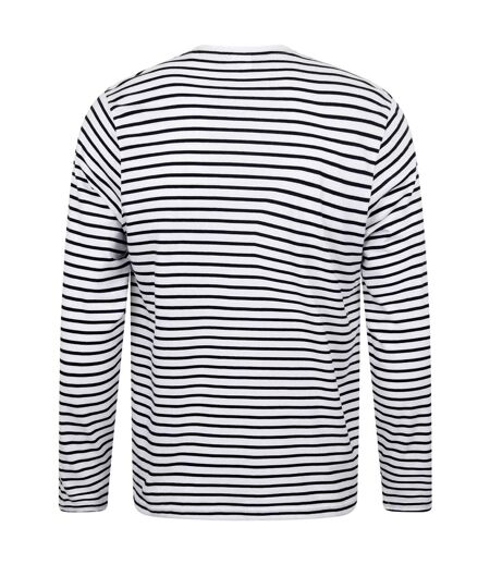 Skinni Fit - T-shirt manches longues - Unisexe (Blanc/bleu marine) - UTPC3557