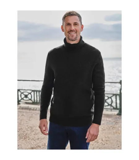 Mens Polo Neck Jumper Black WoolOvers