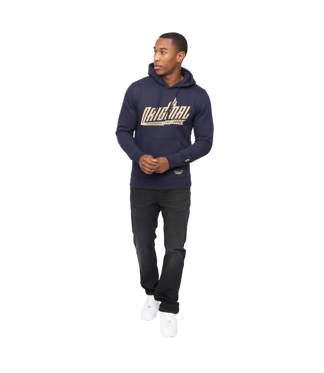 Sweat À Capuche Jampstead Homme Bleu Marine Crosshatch-4