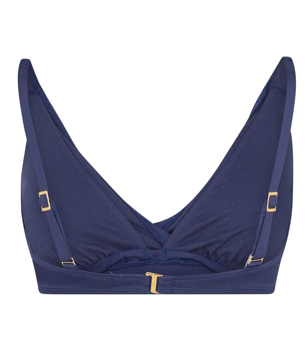 Womens/ladies Ruffled V Neck Bikini Top Navy Ralph Lauren-2