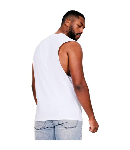 Mens Ringspun Cotton Drop Arm Holes Tank Top White Casual Classics