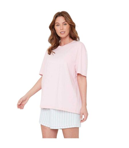 Ensemble De Pyjama Court Motif/style À Rayures Femme Rose Miso