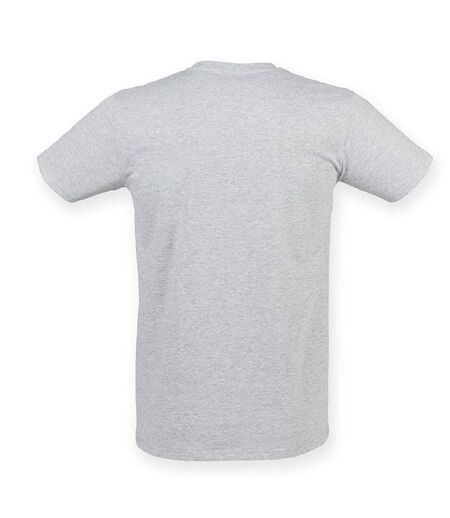 Skinni Fit Men Mens Feel Good Stretch V-neck Short Sleeve T-Shirt (Heather Grey) - UTRW4428