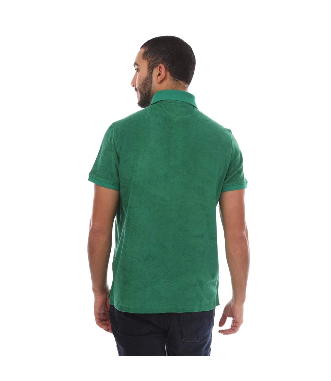 Mens Micro-towelling Regular Polo Shirt Green Tommy Hilfiger-3