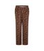 Womens/ladies Leopard Print Pyjama Set Brown Black Urban Threads-4