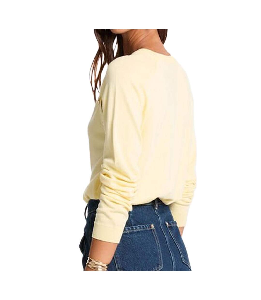 Pull jaune femme morgan boutons-2