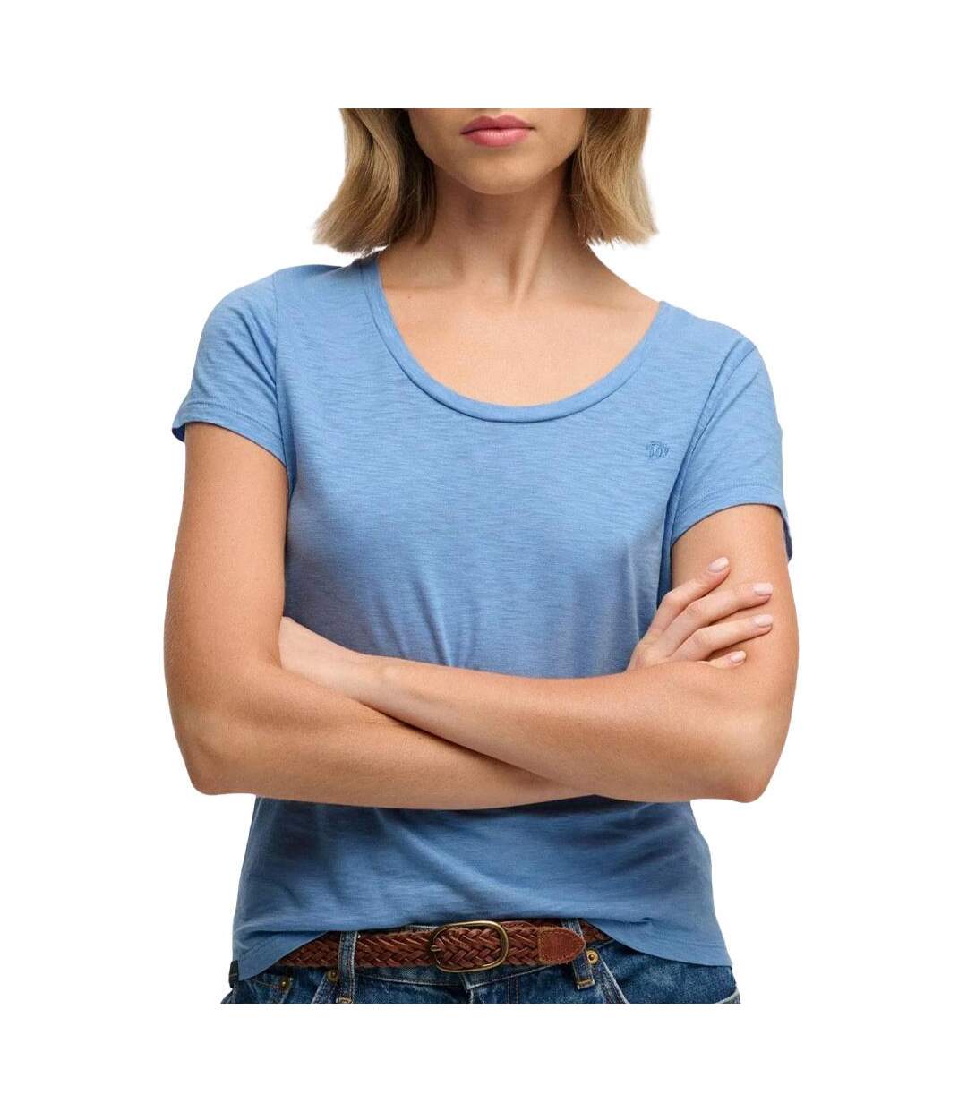 T-shirt bleu femme superdry studios scoop-1