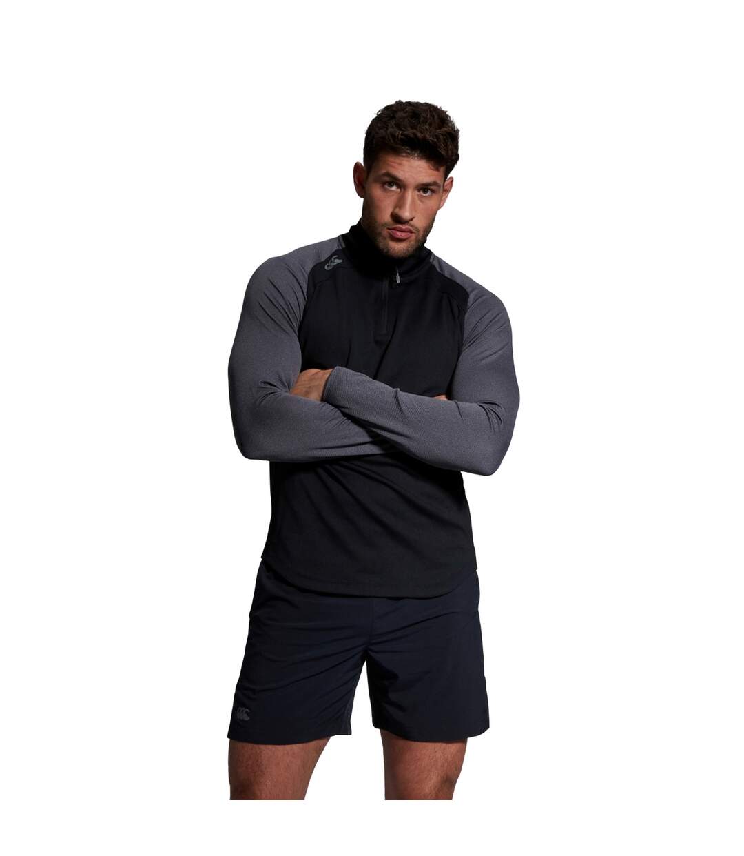 Mens Elite Base Layer Top Black Magnet Marl Canterbury-1