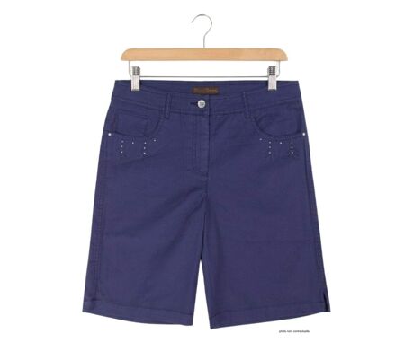 MAYFLOWER Bermuda en coton stretch Marine : confort et détails scintillants